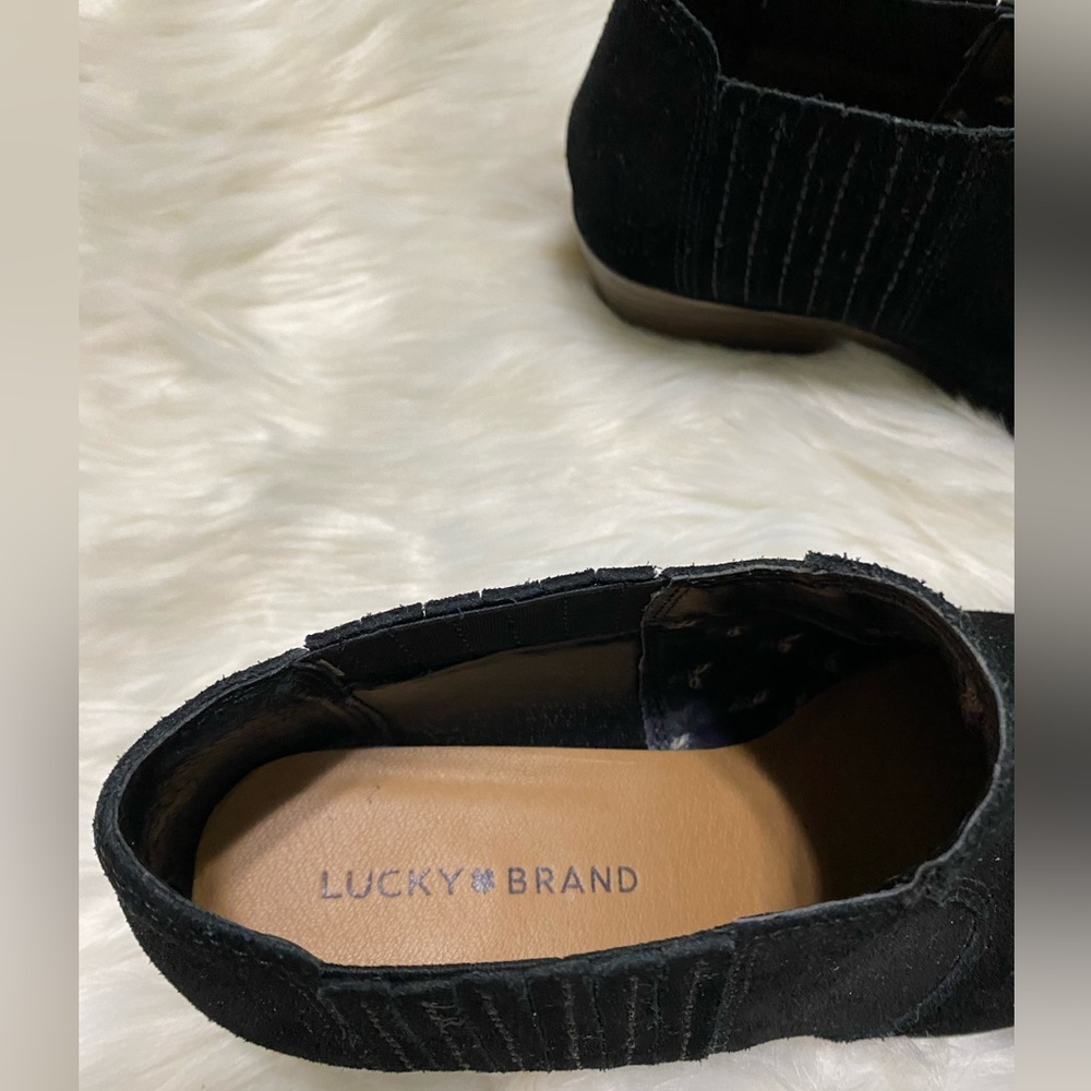 Lucky Brand Women's Folley Black Suede Ankle Booties Sz 8 - Picture 4 of 7